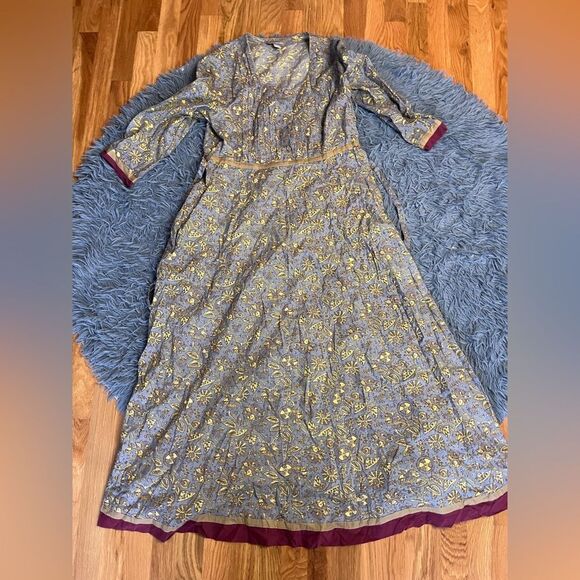 April Cornell Blue Yellow Floral Patterned Dress Size XS - Picture 1 of 6